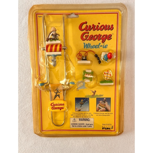Curious George NIB 1996 Wheel-ie Collectible Toy Set - Picture 1 of 6
